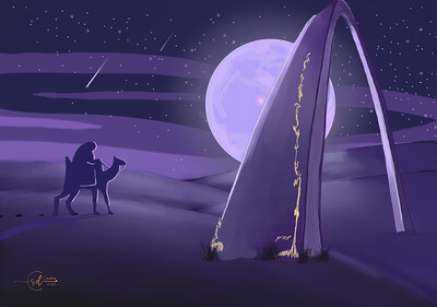 Krita Challenge 1125 Civilization Engulfed - St Louis Desert Night_001