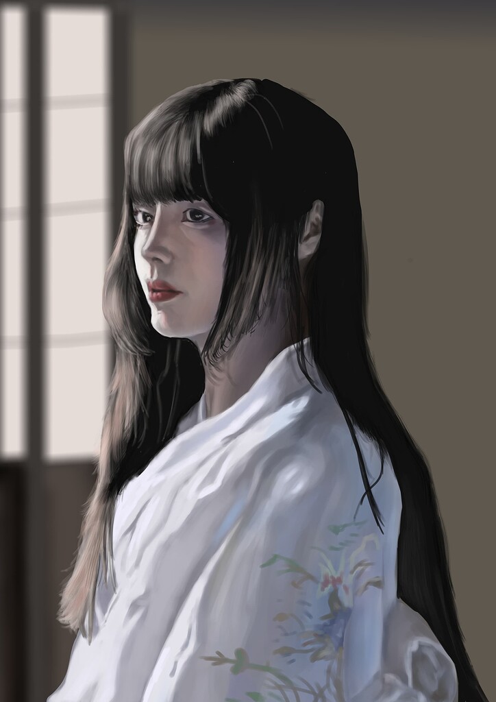 少女　上尚司　油彩画　真作　girl Japanesetraditional Japanese girl paint - Finished Artworks - Krita Artists