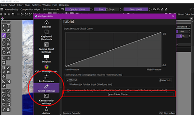 Krita Settings Open Tablet  Tester