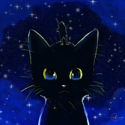 Krita Challenge 0226 Alien World Building Cat