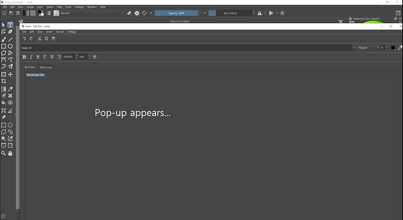 krita add text layer