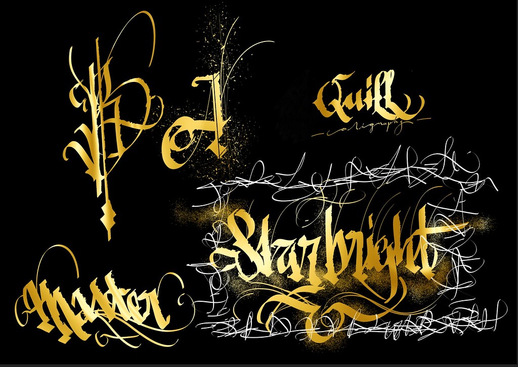 Quills a Brushpack for Digital Calligraphy and Freehand Lettering