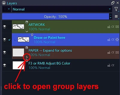 click to open group layers
