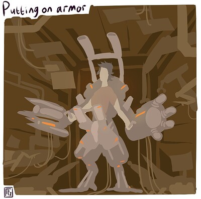 Putting_on_armor_Daily_Spitpaint