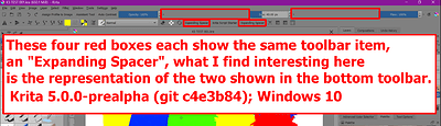 3) Expanding Spacer - Krita 5.0.0-prealpha (git c4e3b84); Windows 10
