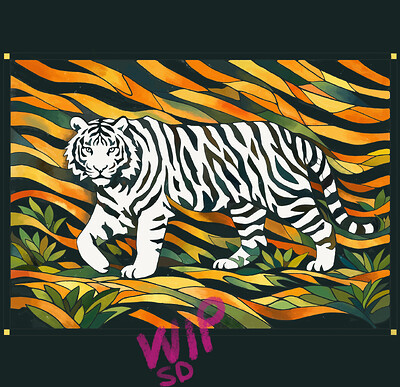 Krita Challenge 0526 Animals n Patterns - Tiger Glass WIPc
