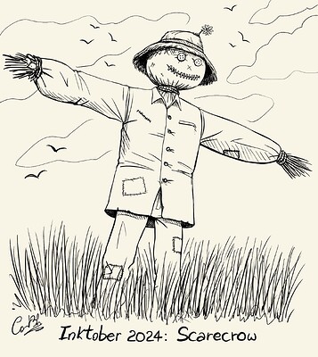 Inktober 2024 25 Scarecrow