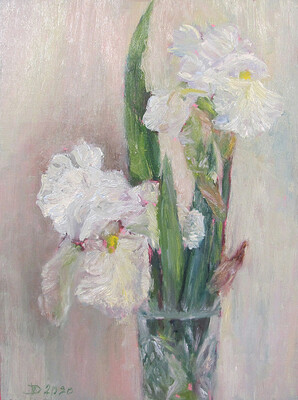 irises, plywood, oil.2020