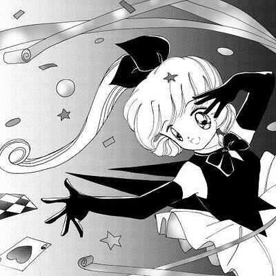 Zoomed out copy of Saint Tail artwork where she is throwing cards