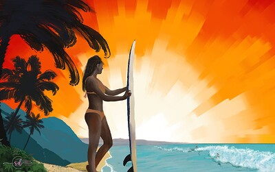 Krita Challenge 1224 - Surfer Sunset F-Crop