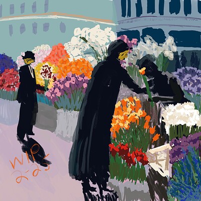 Krita Challenge 0225 Flora the-california-flower-market-WIP