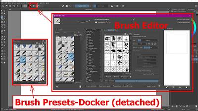 Brush Presets-Docker and Brush Editor-Dialog Window