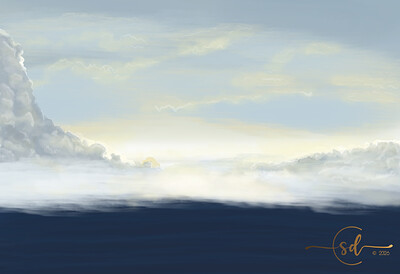 Krita Challenge 0226 Alien World Building Clouds