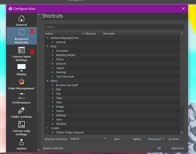 Configure Krita, where to change Shortcuts