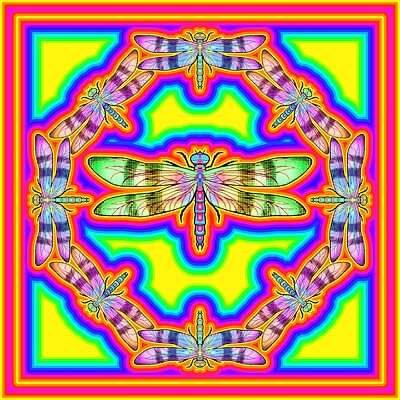 Dragonfly Mandala (Rainbow-1)