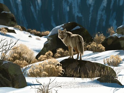 Lone Coyote Snow