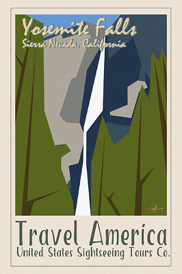 Krita Challenge 0126 Vintage Travel Yosemite Falls
