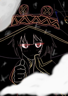 Megumin line art nui étoilé