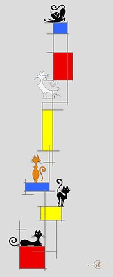 Krita Challenge 0526 Animals & Patterns - De Stijl Cat Tree Thin
