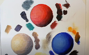 shadow is affected by color of object - complementary color mixed with object's color - darker version of color of object as shadow - complementary color of light mixed with objects color