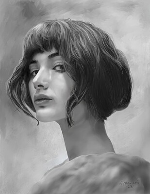 Side Glance -Black and White