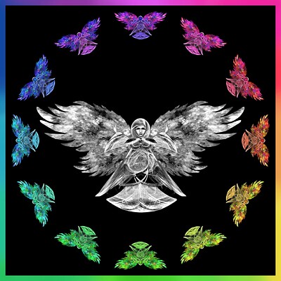 Floral Winged Angel Rainbow Circle-1(3)
