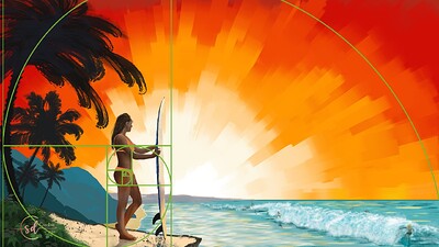Krita Challenge 1224 - Surfer Sunset Fib guide