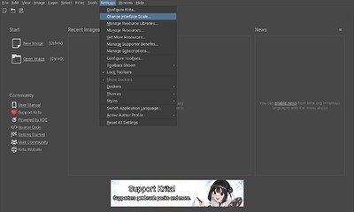 Change interface scale setting