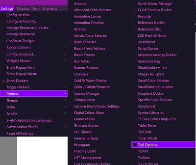 Tool Options Restore