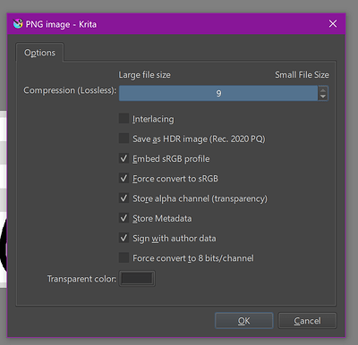 Export Transparent settings