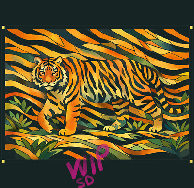 Krita Challenge 0526 Animals n Patterns - Tiger Glass WIPd