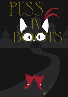 Krita Challenge 0425 Fairy Tale - Puss In Boots Cover WIP