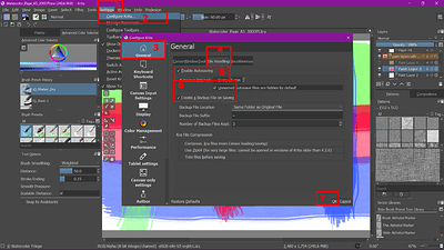 Krita; ''Settings''; ''Configure Krita''