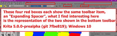 2) Expanding Spacer - Krita 5.0.0-prealpha (git c4e3b84); Windows 10