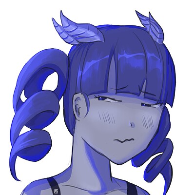 Emotional Huevember 2022 day 24 EMBARRASED anime face portrait, november challenge