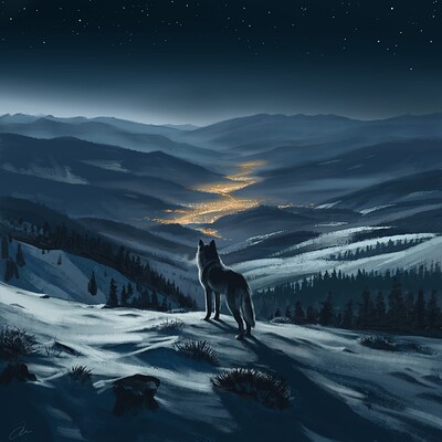 Icy Isolation Wolf