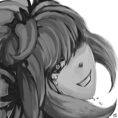 KIki fanart monochrome portrait,use charcoal 03 pencil-grainy