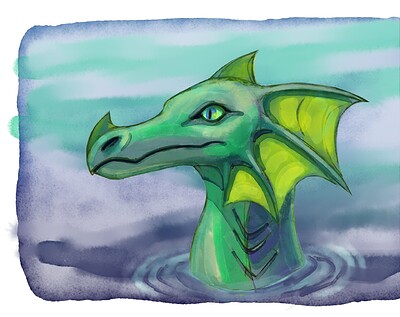 Sea Serpent Head Water colour