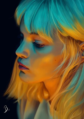 Gold and Blue Portrait