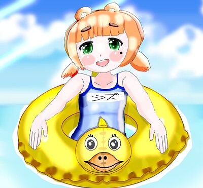 shizu enjoy her ducky floatie.0