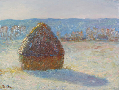 haystack in the morning, snow effect based on Monet.2020