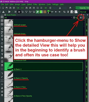 Detailed Brush Presets View