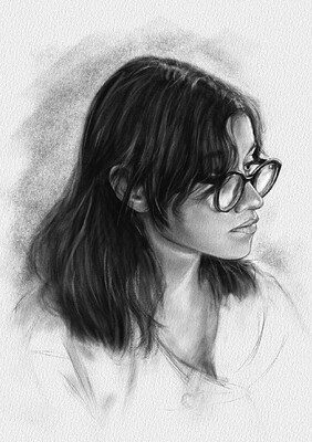 Studio testa a carboncino