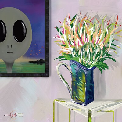 Krita Challenge 0724 - Ailen Still Life Portrait of Bob with a Flower