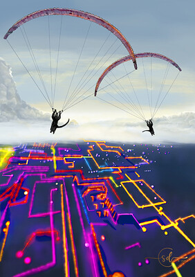 Krita Challenge 0226 Alien World Building Hangin