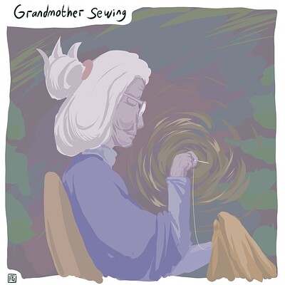 Grandmother_sewing_Daily_Spitpaint