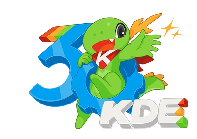 electric_20260302A_konqi_kde_30th_logo_01_Konqi_30_Gear_KDE