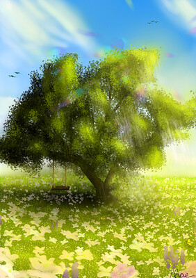 tree in flower meadow 2.0