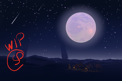 Krita Challenge 1125 Civilization Engulfed - St Louis Desert Night_002wip