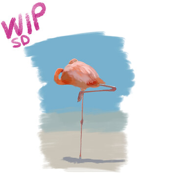 Krita Challenge 0826 Time for a break Flamingos WIPa